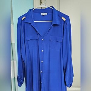 royal blue 89th + Madison Pullover Blouse in size 3X.